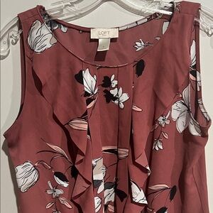 LOFT Floral Ruffle Blouse